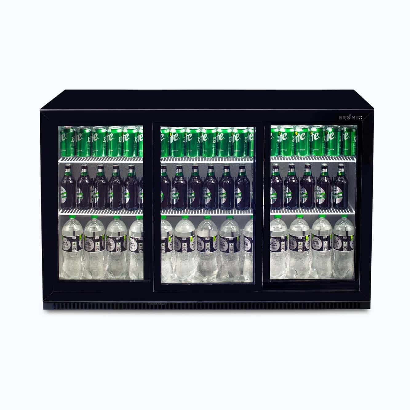 Back Bar Fridge - 307L - 3 Doors - Sliding