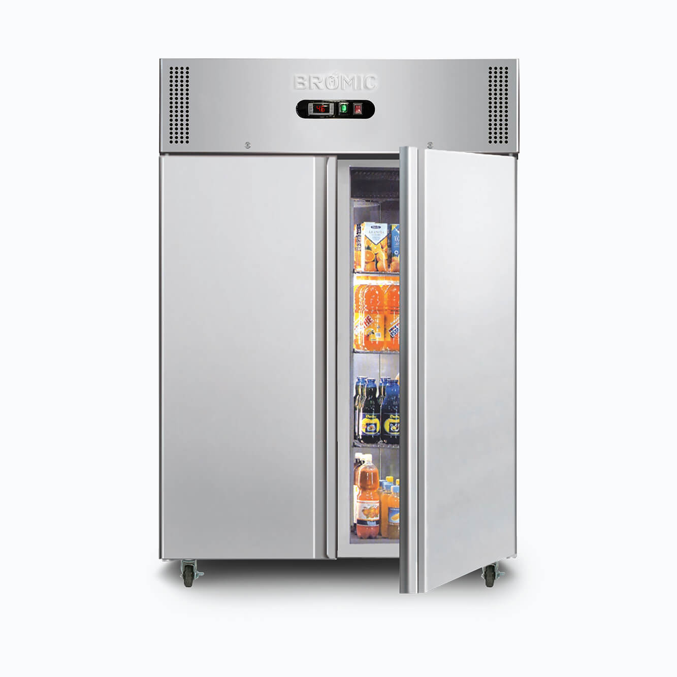Upright Freezer - 1300L - 2 Doors - Stainless Steel