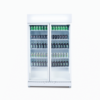 Upright Display Fridge – 885L – 2 Doors – Flat Glass – White