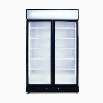 Upright Display Fridge – 885L – 2 Doors – Flat Glass – Black