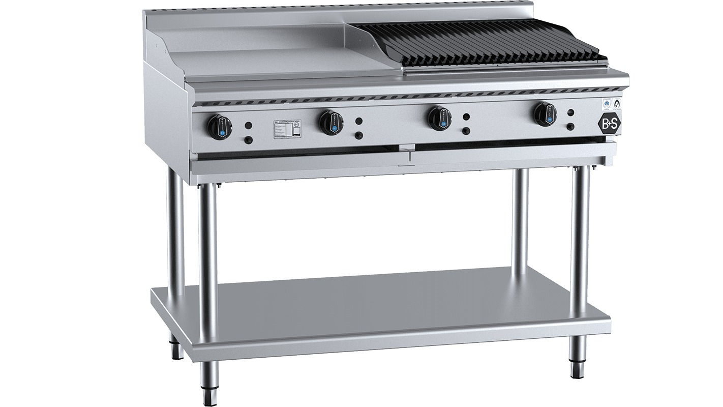 B+S Black BT-GRP6-CBR6 - Combination 600mm Grill Plate 600mm Char Broiler