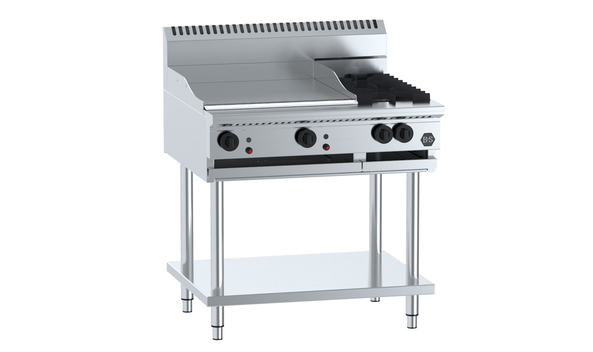 B&S BLACK BT-SB2-GRP6 Combination Two Open Burners & 600mm Grill Plate