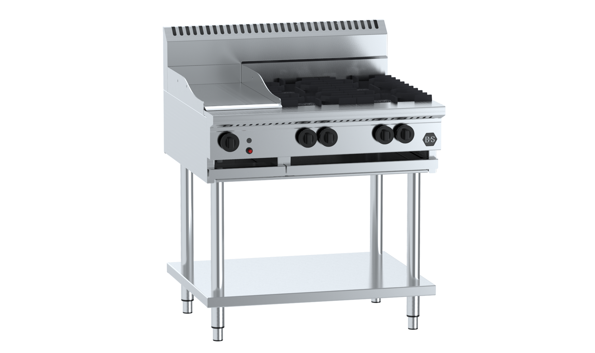 B&S BLACK BT-SB4-GRP3 Combination Four Open Burners & 300mm Grill Plate