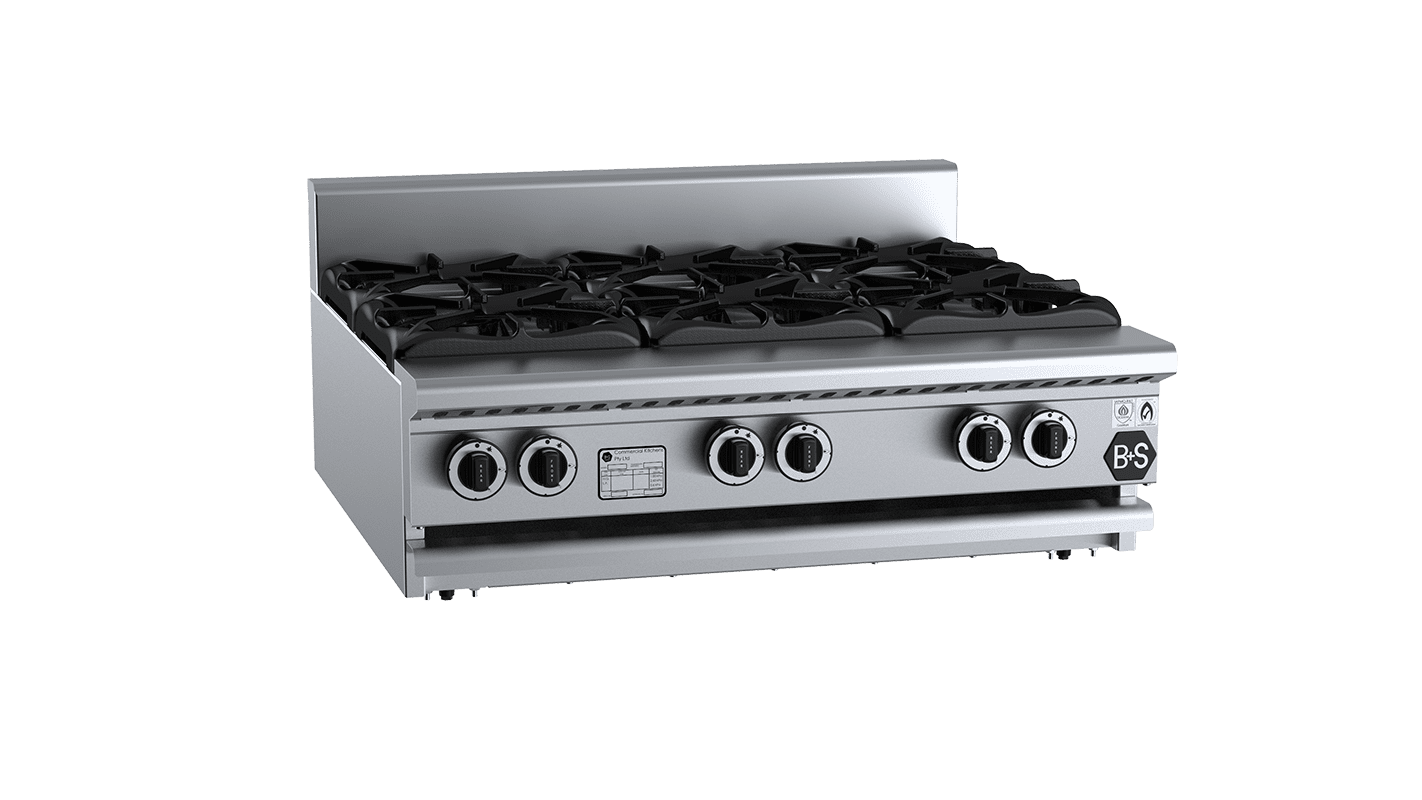 B+S Black BT-SB6BM - 6 Burner Boiling Top Bench Mounted