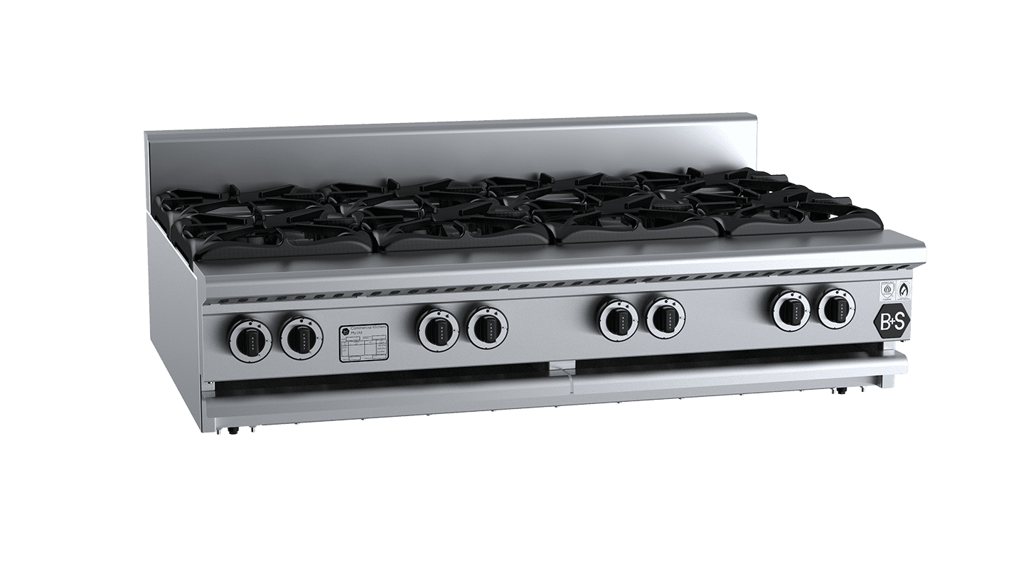B+S Black BT-SB8BM - 8 Burner Boiling Top Bench Mounted