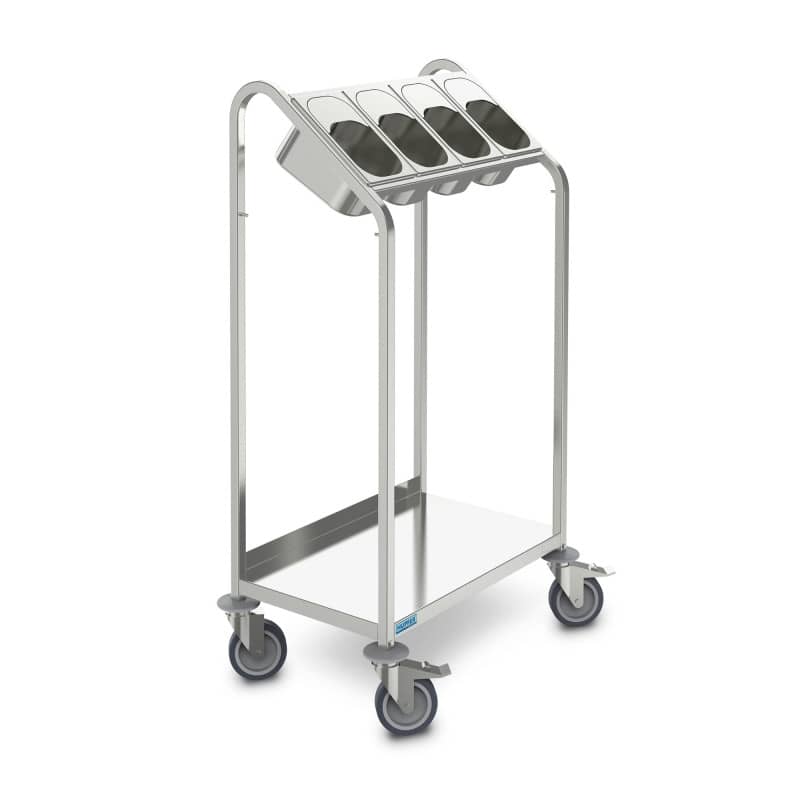 BTW-4XGN - Hupfer Cutlery and Tray Trolley 1290mm High with 4 x GN containers and shelf und