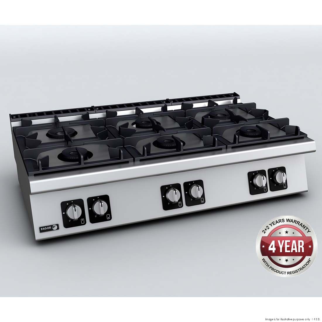 Fagor Bench Top 6 Gas Burners - C-G760H