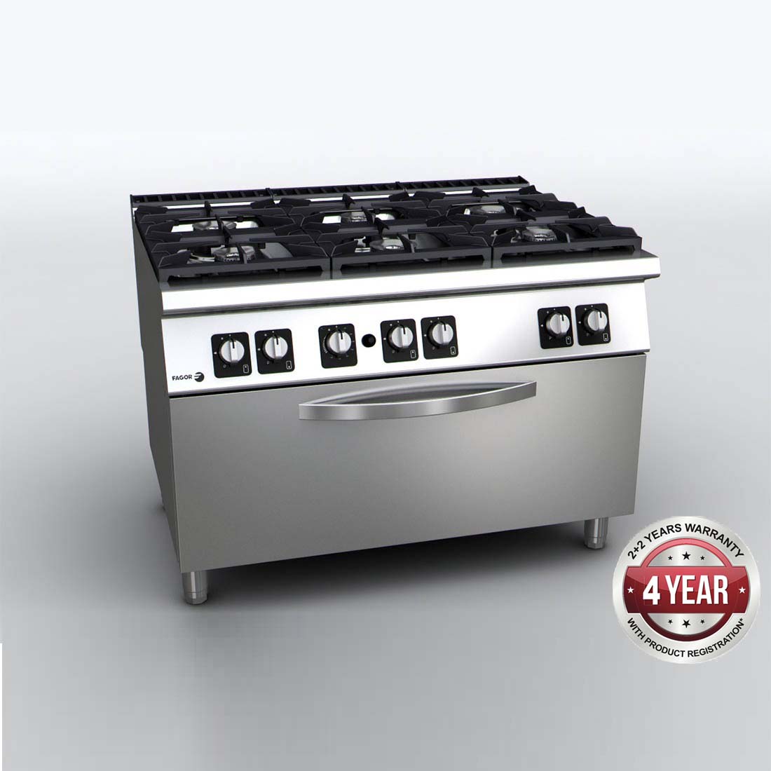 Fagor 900 Series Natural Gas 6 Burner With Gas Oven - C-G961OPH