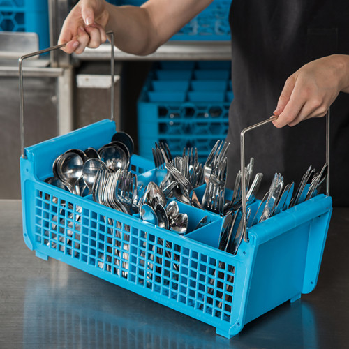 C32P214 Carlisle PERMA-SIL™ Blue 8-Compartment Dishwash Cutlery Storage Basket 433mm x 197mm x 175mm. Compartment Slot 90mm x 60mm