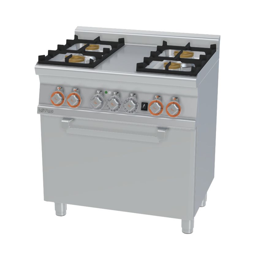 Lotus CF4-68GEM 4 Burner Wide Body Gas Range with Electric Oven