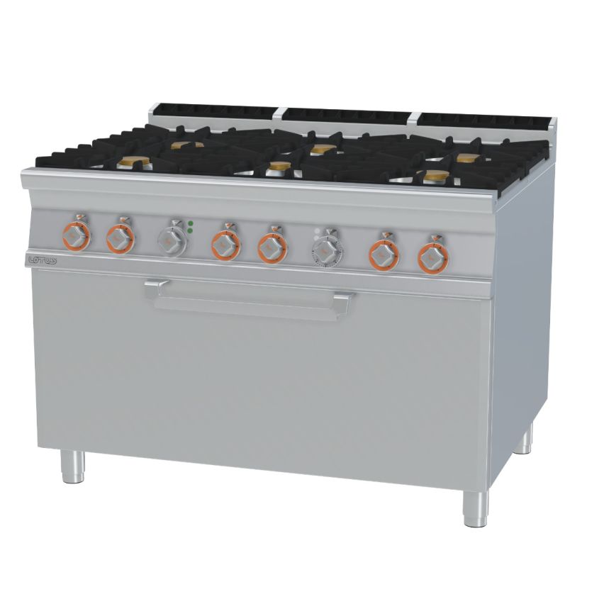 Lotus CF6-912GE 6 Burner Gas Range with Full Size Electric Oven
