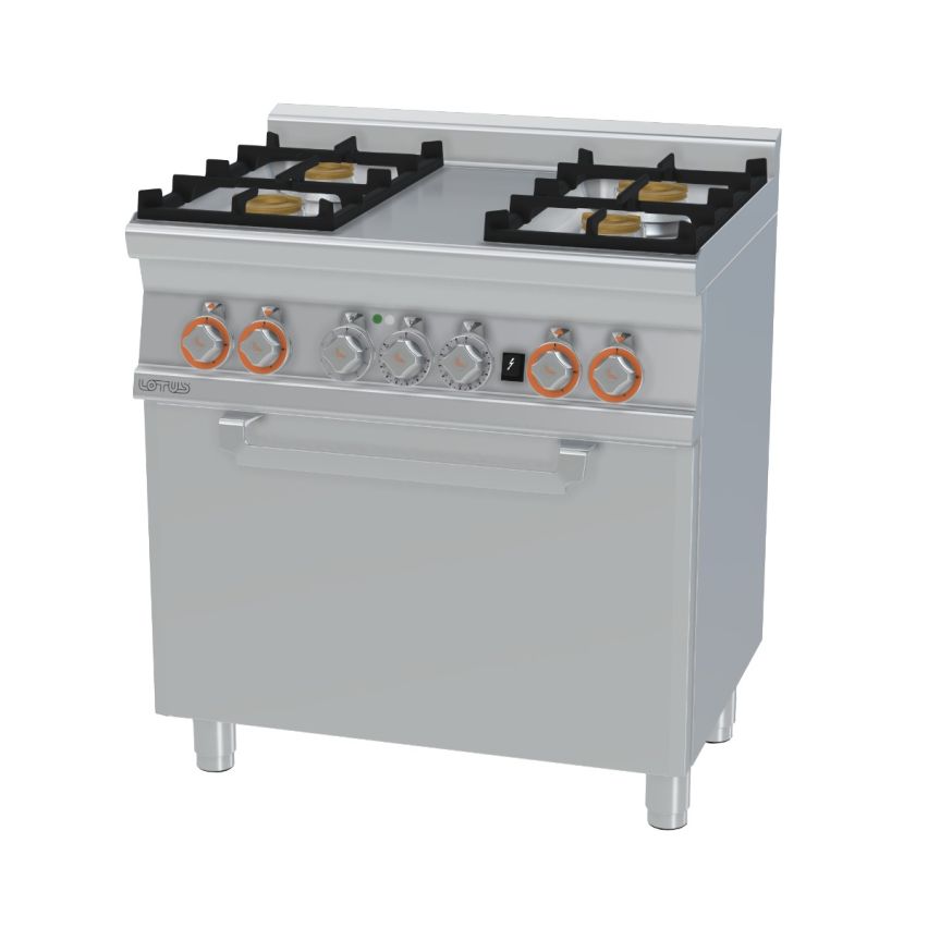 Lotus CFM4-68GEM 4 Burner Wide Body Gas Range with Electric Fan Forced Oven