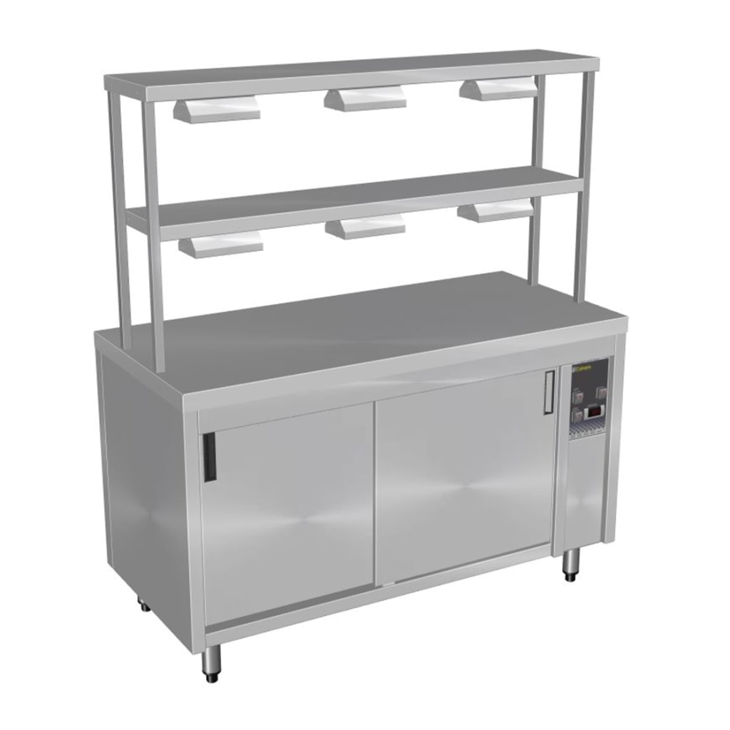 Culinaire CH.HC.I.GDD.7 Island Hot Cupboard with Double Gantry and Heat Lamps to Top & Bottom Shelves CH.HC.I.GDD.