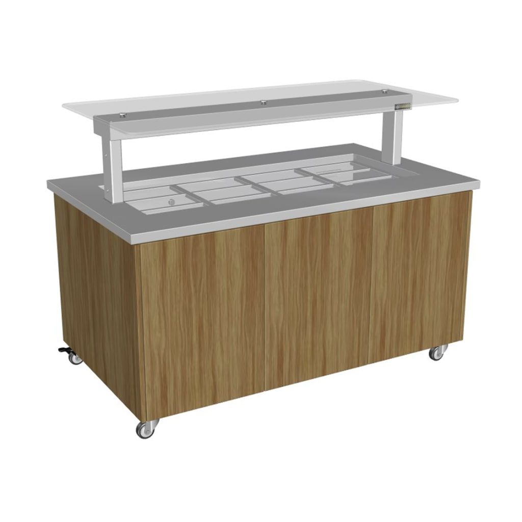 Culinaire Heated Mobile Island Buffet - Stainless Steel Top and Joinery Panels - Flat Glass Gantry C