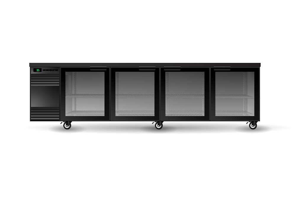 SKOPE - BackBar 4 Glass Swing Door CounterLine Fridge Remote Tropical CL.4.GSW.TR - STAINLESS STEEL