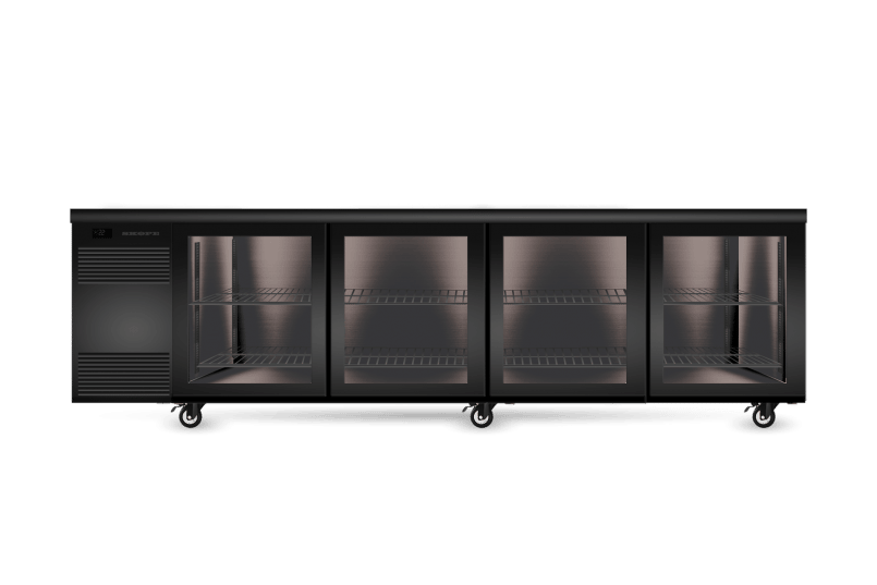 SKOPE CL.4.GSL.R BackBar 4 Glass Sliding Door CounterLine Fridge - Remote - BLACK