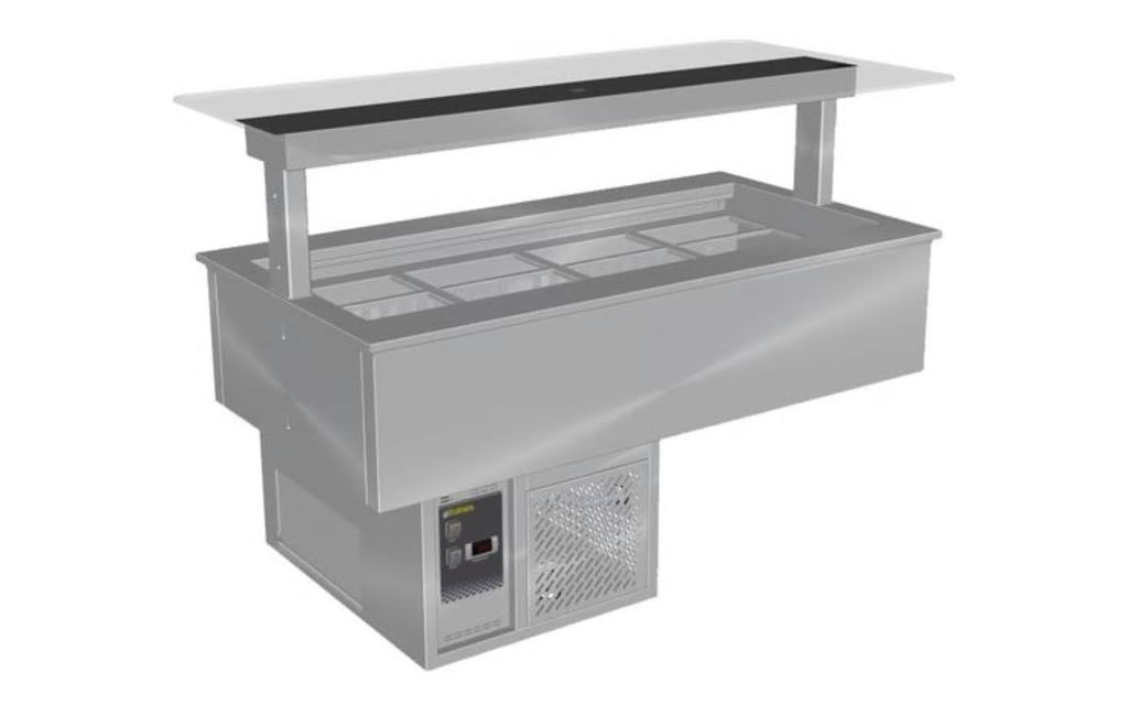 Culinaire Drop-In Refrigerated Counter Line Self Contained Cold Well With Flat Glass Gantry - Stainl