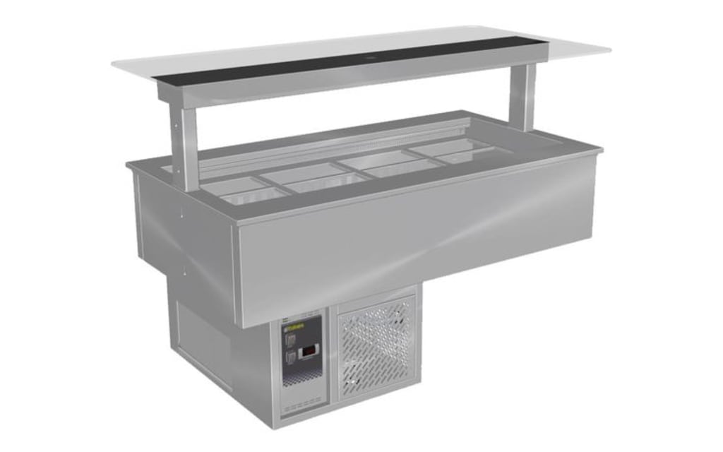 Culinaire CR.CWCF.U.GSF.8 Under Bench Refrigerated Counter Line Self Contained Cold Well With Flat Glass Gantry - St