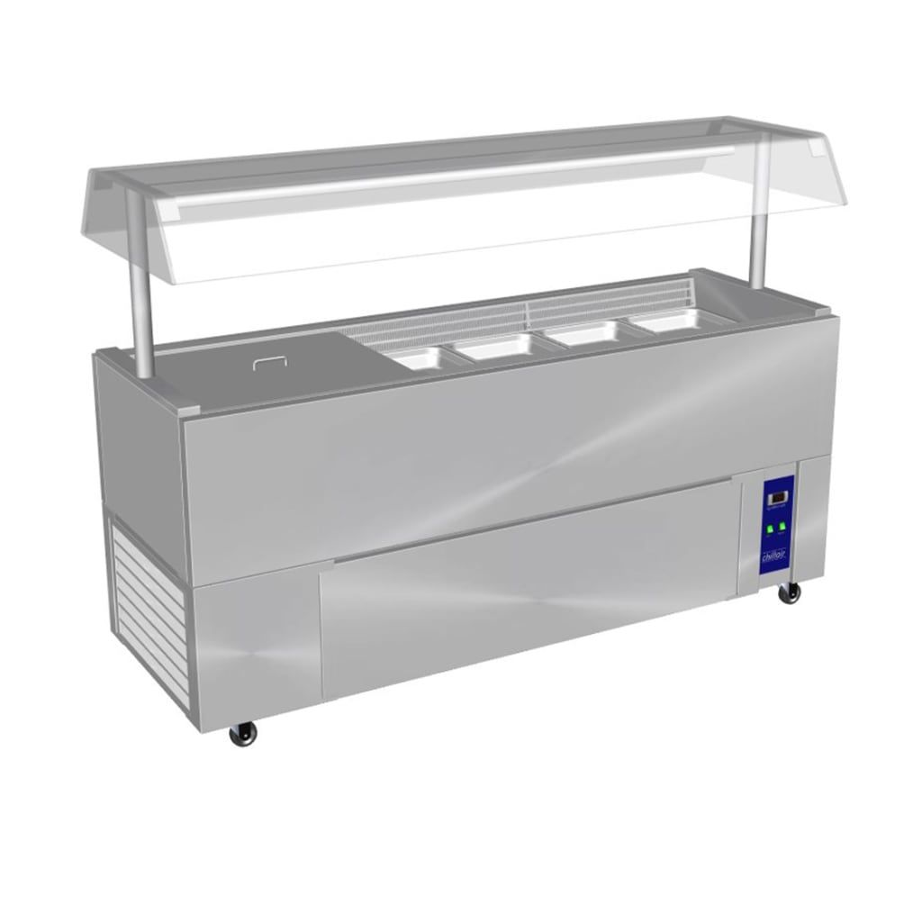 Culinaire Chillair Heavy Duty Mobile Refrigerated Island Buffet With Perspex Gantry CR.IB.CLCBF.GCP.6