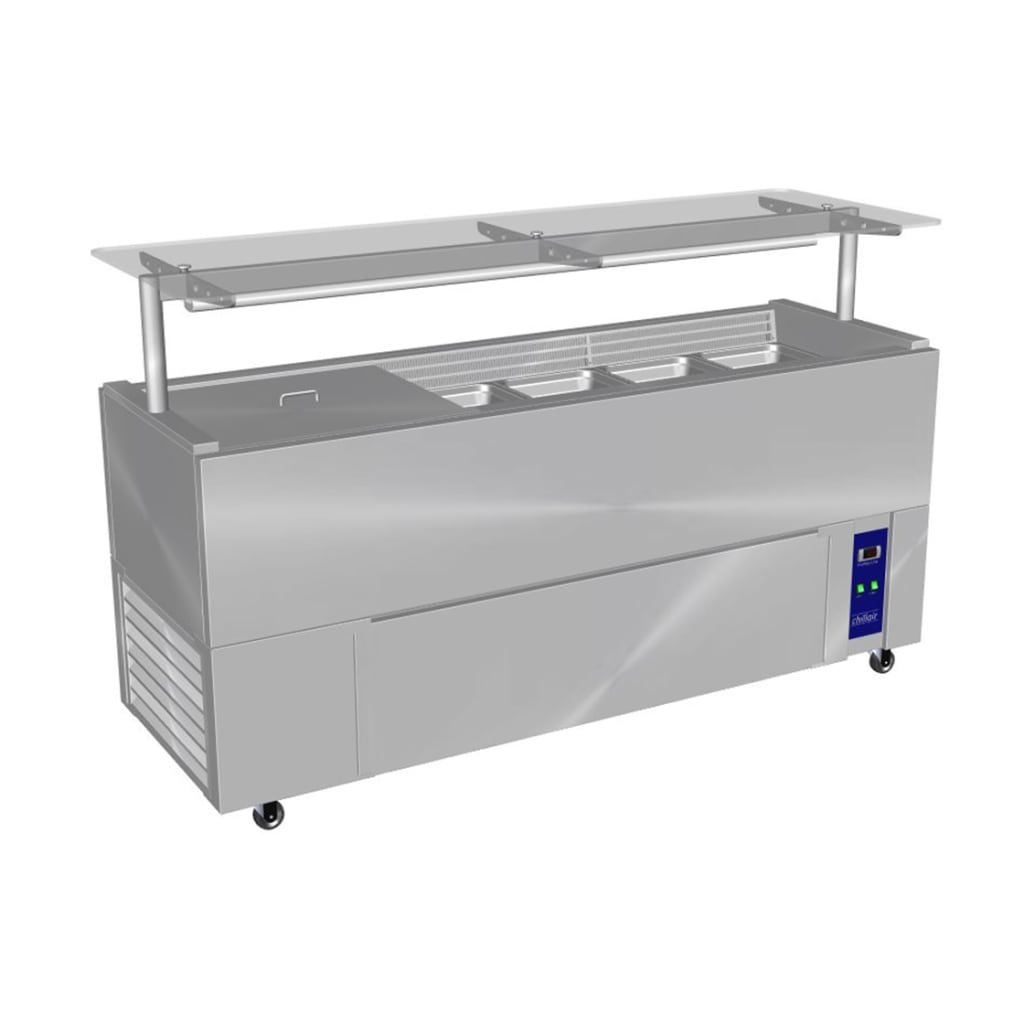 Culinaire Chillair Heavy Duty Mobile Refrigerated Island Buffet With Flat Glass Gantry CR.IB.CLCBF.GCF.6