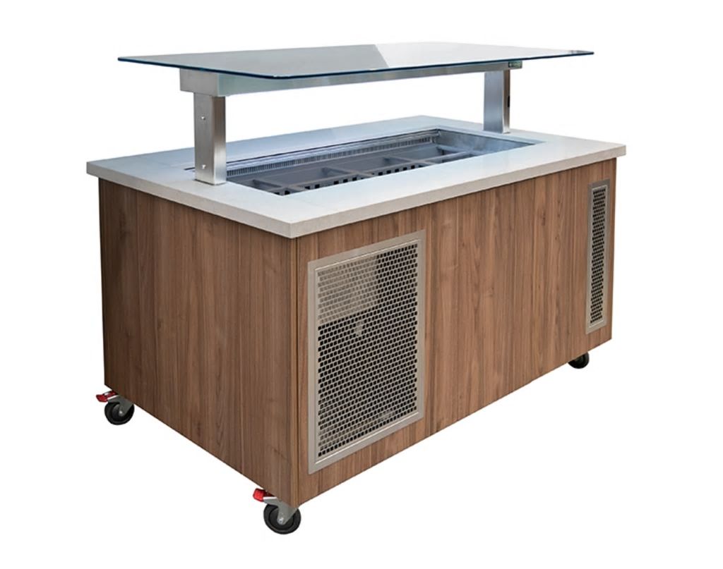 Culinaire Mobile Refrigerated Island Buffet - Stainless Top and Joinery Panels Refrigerated Island Buffet