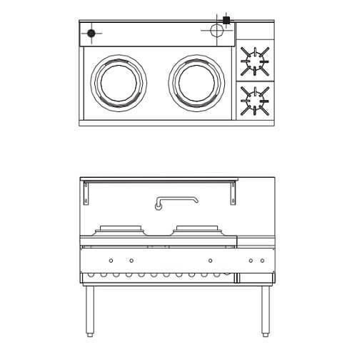 Goldstein CWA2B2 Two Ring Gas Chinese Wok + 2 Burner