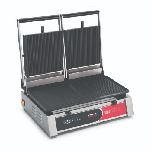 Sirman Digigrill L RR Cast Iron Double Head Sandwich Grill with Ribbed Bottom | Top - 34D3331102SI