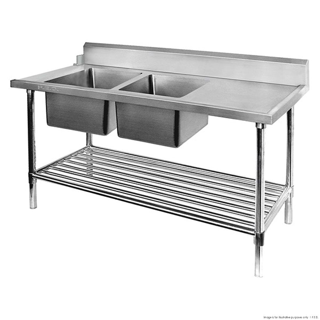 Modular Systems Left Inlet Double Sink Dishwasher Bench