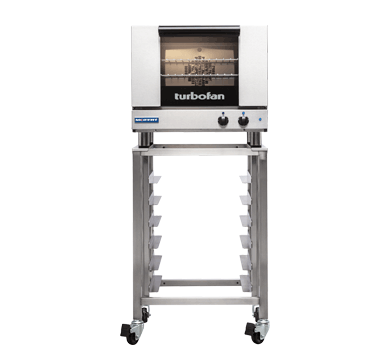 Turbofan E22M3 - Half Size Tray Manual Electric Convection Oven on a Stainless Steel Stand
