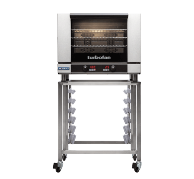 Turbofan E28T4 - Full Size Electric Convection Oven Touch Screen Control on a Stainless Steel Stand