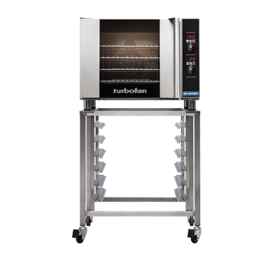 Turbofan E31D4 and SK2731 Stand -Full Size Tray Digital Electric Convection Oven on a Stainless Steel Stand