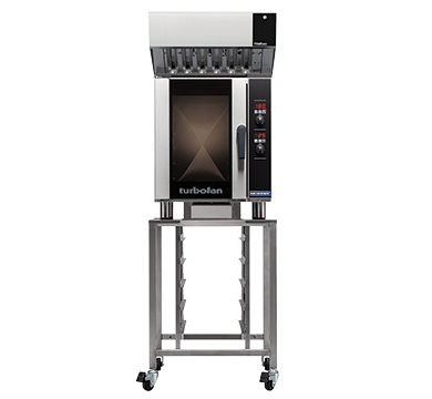 Turbofan E33D5 - Full Size Tray Digital Electric Convection Oven with Halton Ventless Hood on a Stainless Steel Stand