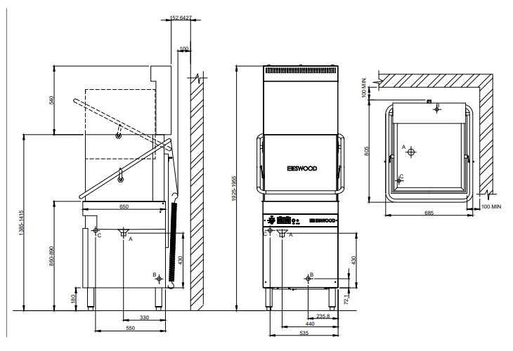 Eswood ES32V Pass-Through Warewasher with Heat Recovery