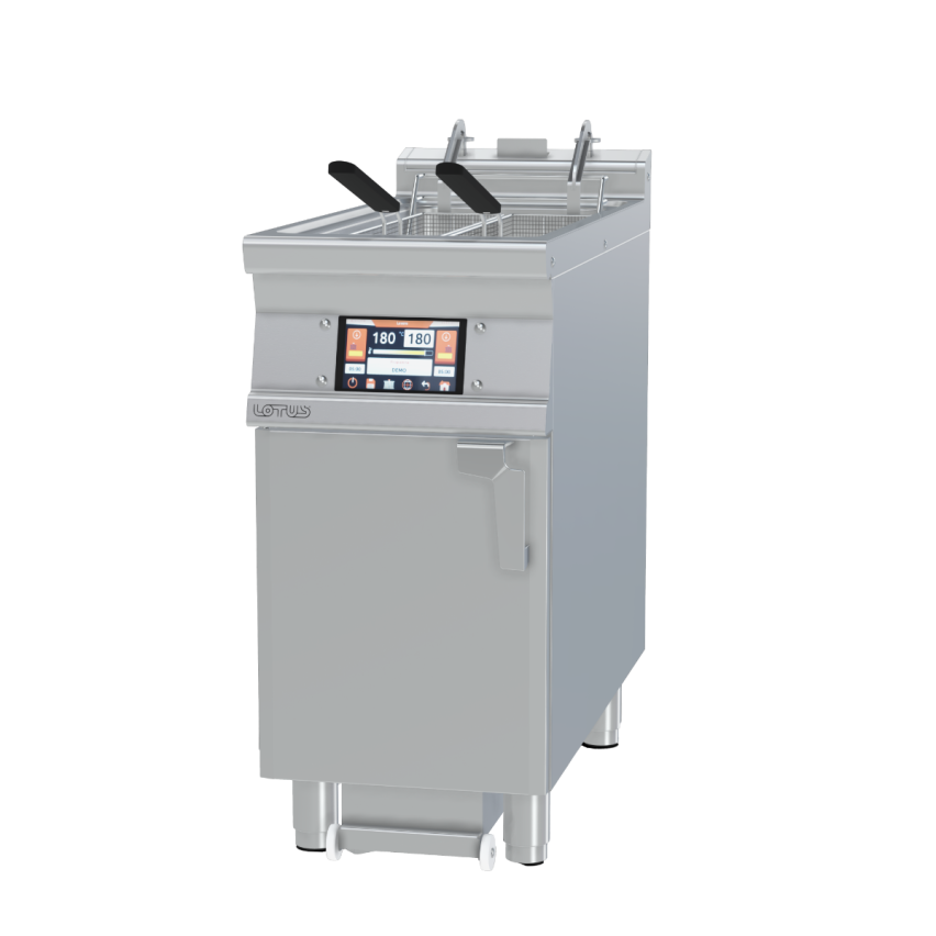Lotus F25-94ETDPS Electric 25L Programmable Single Tank Fryer with Auto Oil Filtration | Auto Basket Lifters