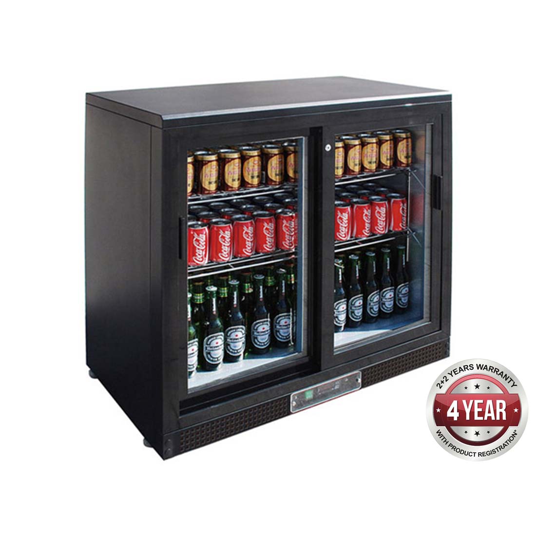 Thermaster 202L Two Sliding Door Back Bar Fridge