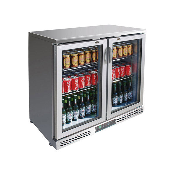 Thermaster 202L Stainless Steel Two Sliding Door Back Bar Fridge
