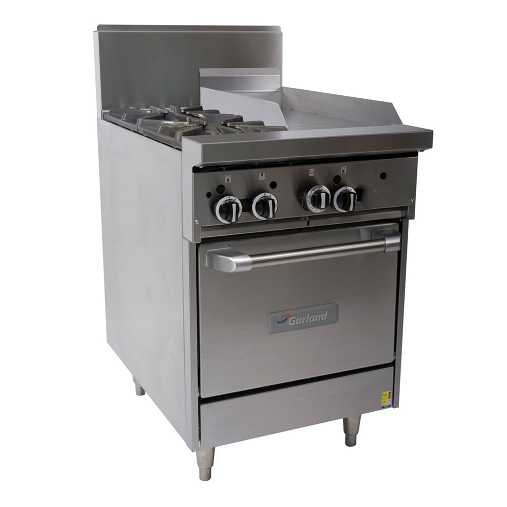 GF24-2G12L-LP - Garland Restaurant Range 600mm Wide 2 Burner 300mm Griddle w Oven Propane Gas