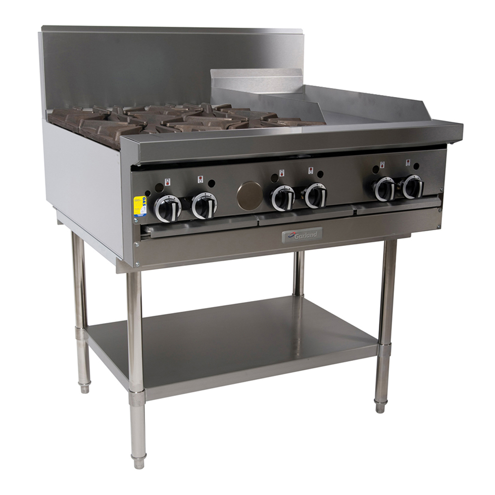 GF36-4G12T-NG - Garland Restaurant Modular Top 900mm Wide 4 Burner 300mm Griddle Nat Gas