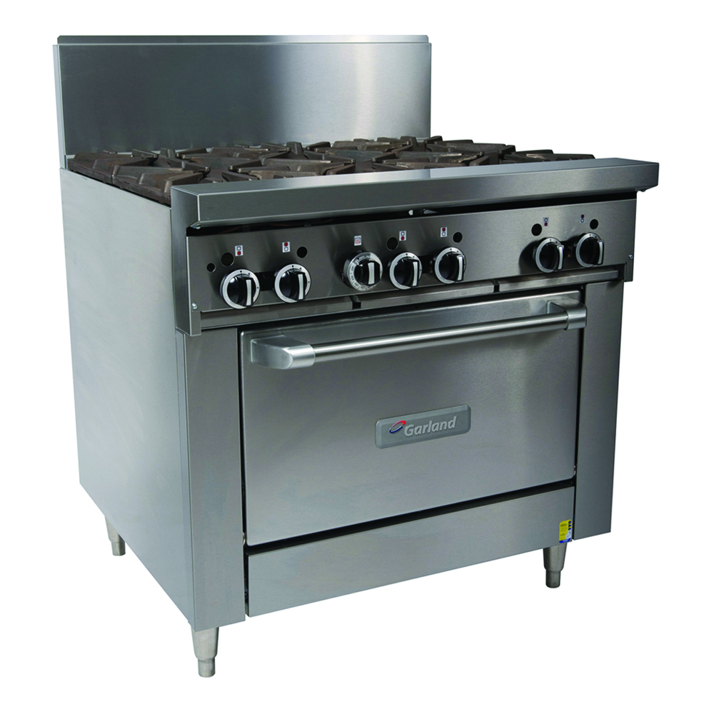 GF36-6R-LP - Garland Restaurant Range 900mm Wide 6 Burner w Oven Propane Gas