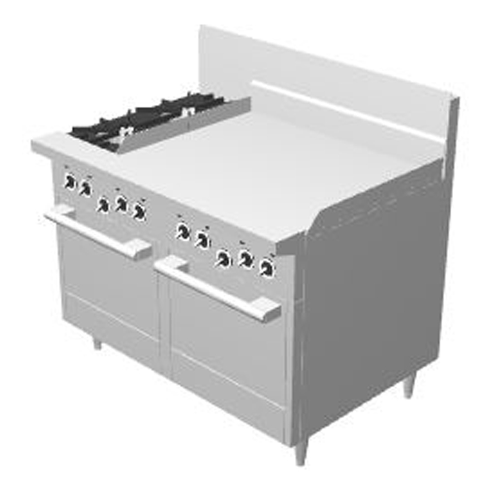GF48-2G36LL-LP - Garland Restaurant Range 1200mm Wide 2 Burner 900mm Grill w 2 Ovens Propane Gas