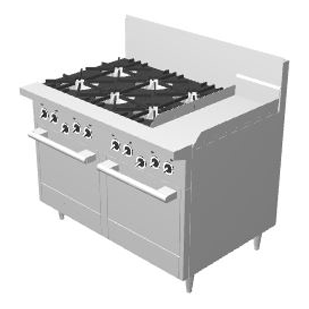 GF48-6G12LL-NG - Garland Restaurant Range 1200mm Wide 6 Burner 300mm Grill w 2 Ovens Nat Gas