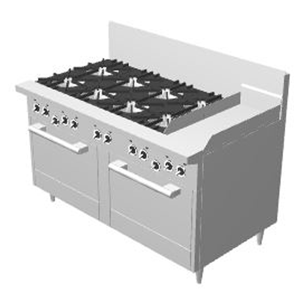 GF60-8G12RR-LP - Garland Restaurant Range 1500mm Wide 8 Burner 300mm Griddle w 2 Ovens Propane Ga