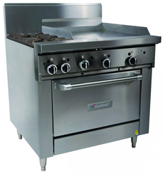 GFE36-2G24C-LP - Garland Restaurant Range 900mm Wd 2 Burner 600mm Griddle Convection Oven Propane
