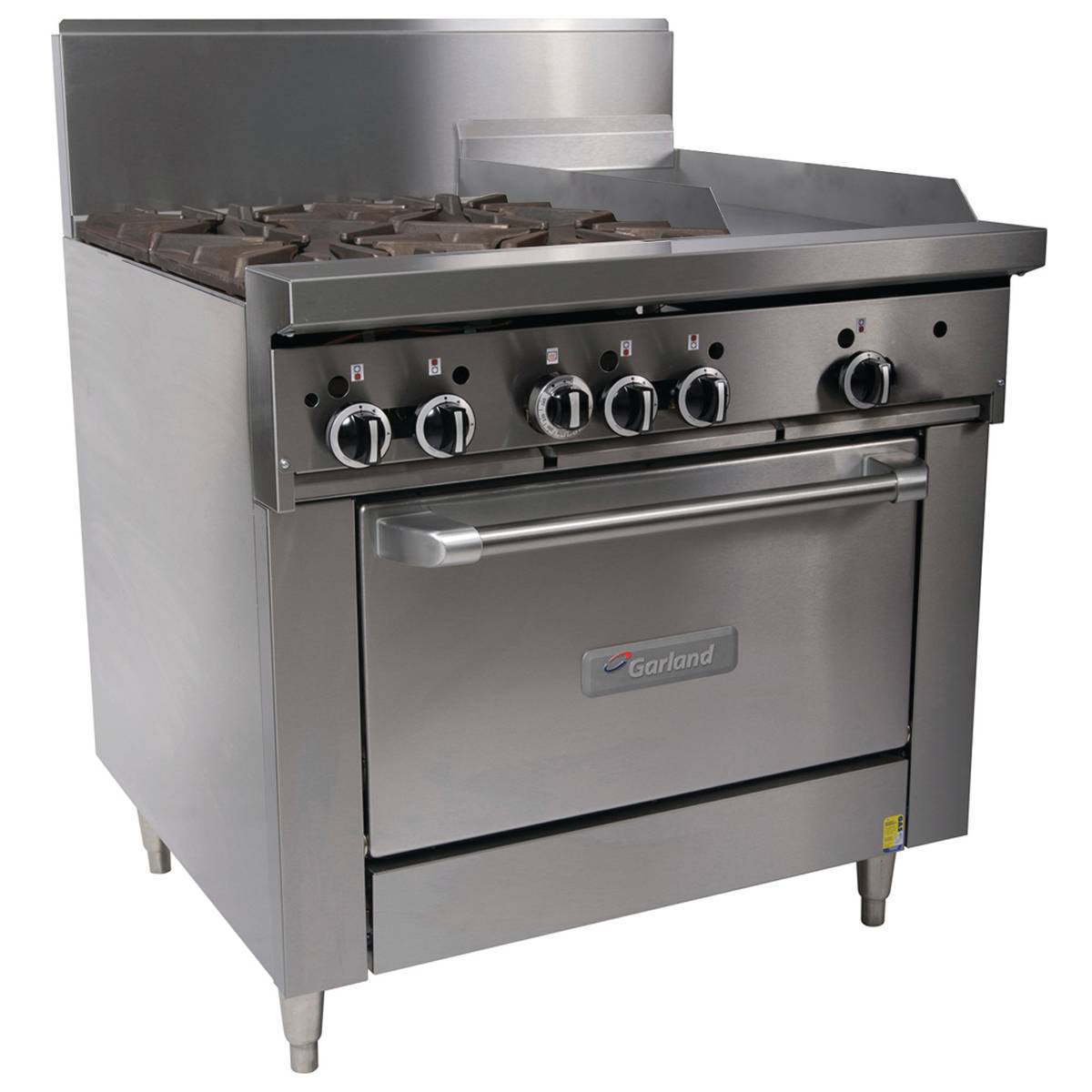 GFE36-4G12C-NG - Garland Restaurant Range 900mm Wide 4 Burner 300mm Griddle w Convection Oven Nat
