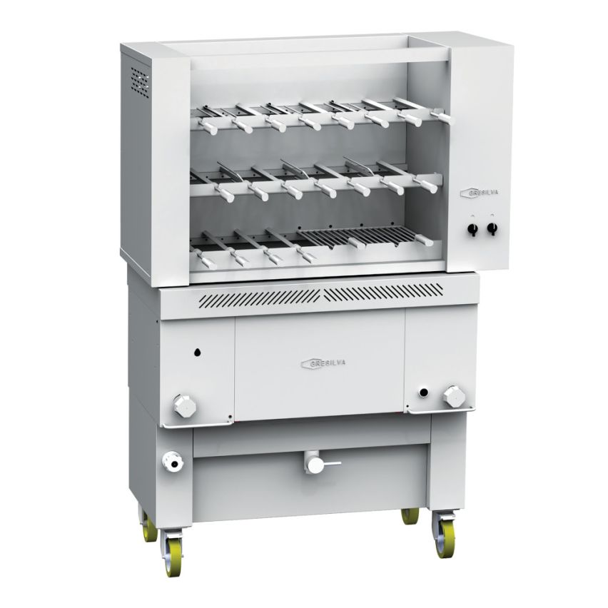 Gresilva GR20 Rodizio Direct Heat Multifuction Gas Grill with Auto-Feed water bath | 20 Rotating skewer module | Fixed Grill area 747mm x 478mm - GRE.R20.A10-1