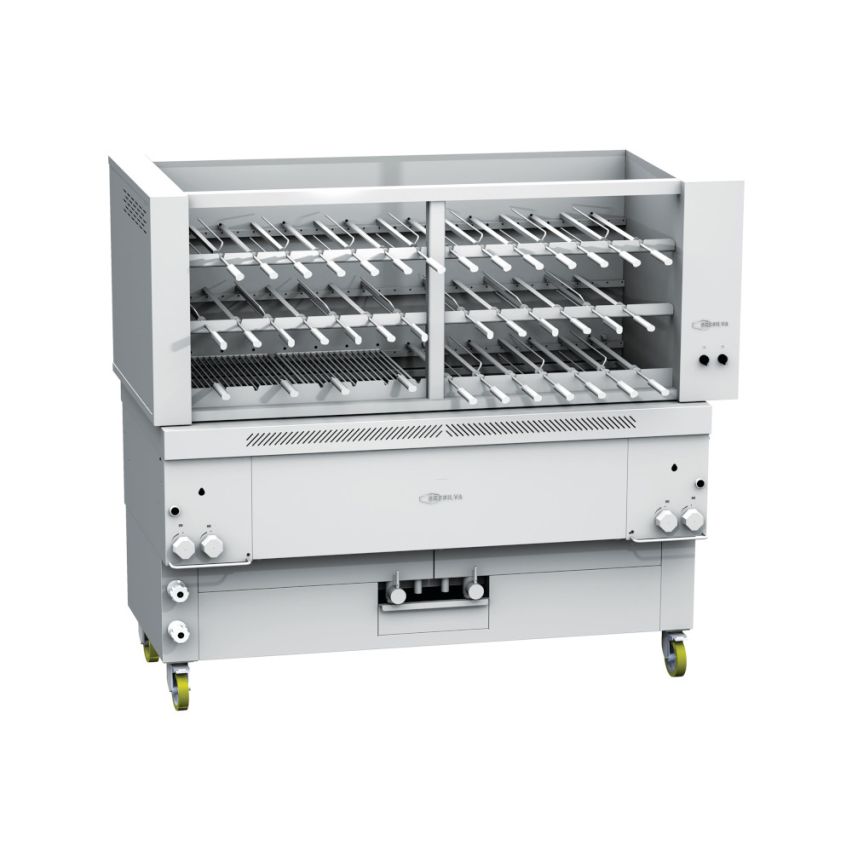 Gresilva GR40 Rodizio Direct Heat Multifuction Gas Grill with Auto-Feed water bath | 40 Rotating skewer module | Fixed Grill area 1496mm x 478mm - GRE.R40.A10-1