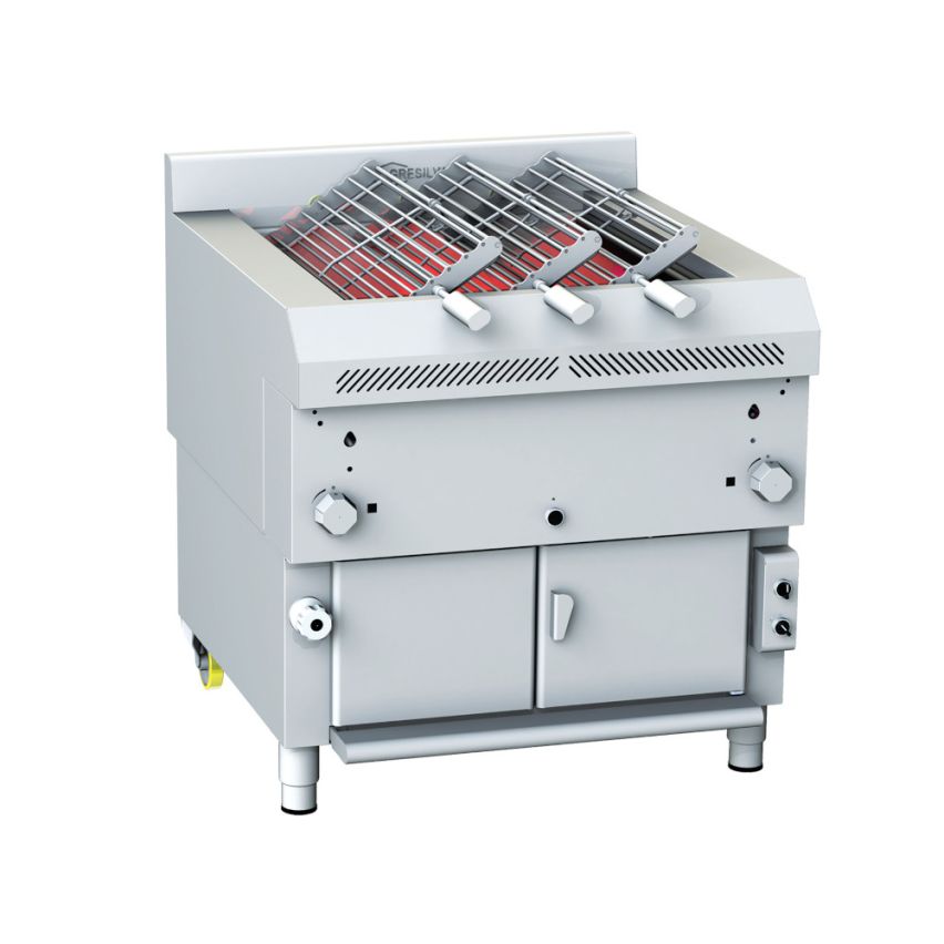 Gresilva GHPI R3/850 Direct Heat Rotating Gas Triple Split Grill  with Auto-Feed waterbath - Grill area 650mm W x 740mm D - GRE.R3.A10-1
