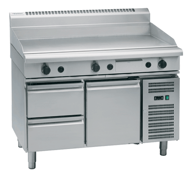 Waldorf 800 Series GPL8120G-RB - 1200mm Gas Griddle Low Back Version  Refrigerated Base