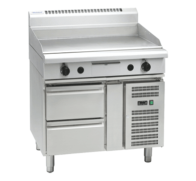 Waldorf 800 Series GPL8900G-RB - 900mm Gas Griddle Low Back Version  Refrigerated Base