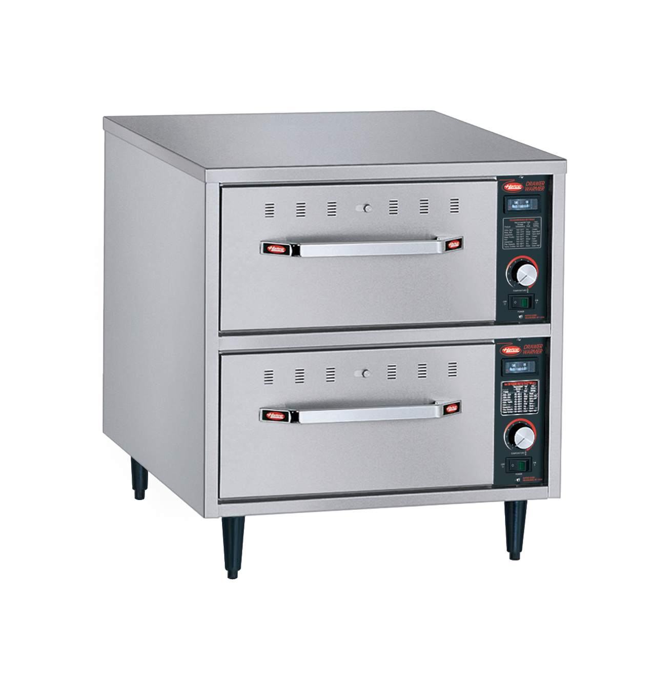 HDW-2N Hatco Free Standing Narrow Drawer Warmer – 2 draws with digital control – 530mm x 686mm x 537mm (excluding legs)